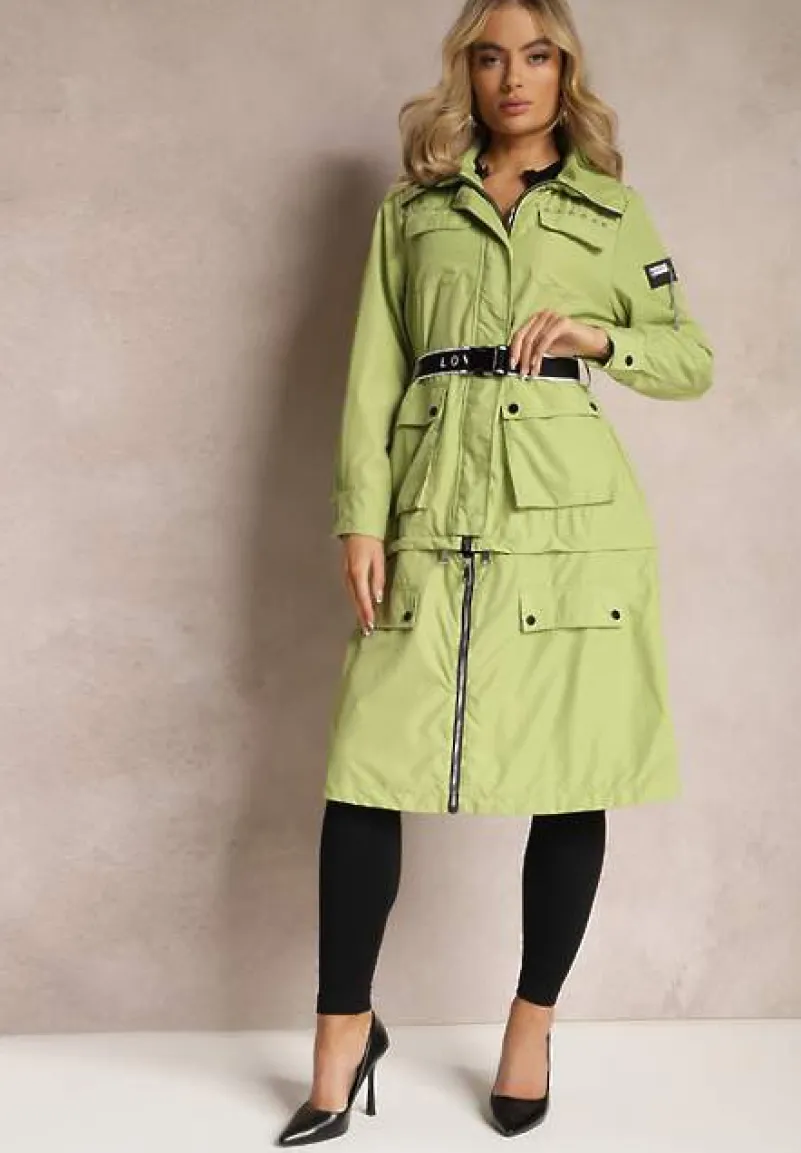 Zielony Płaszcz z Regulacją Długości Aavya