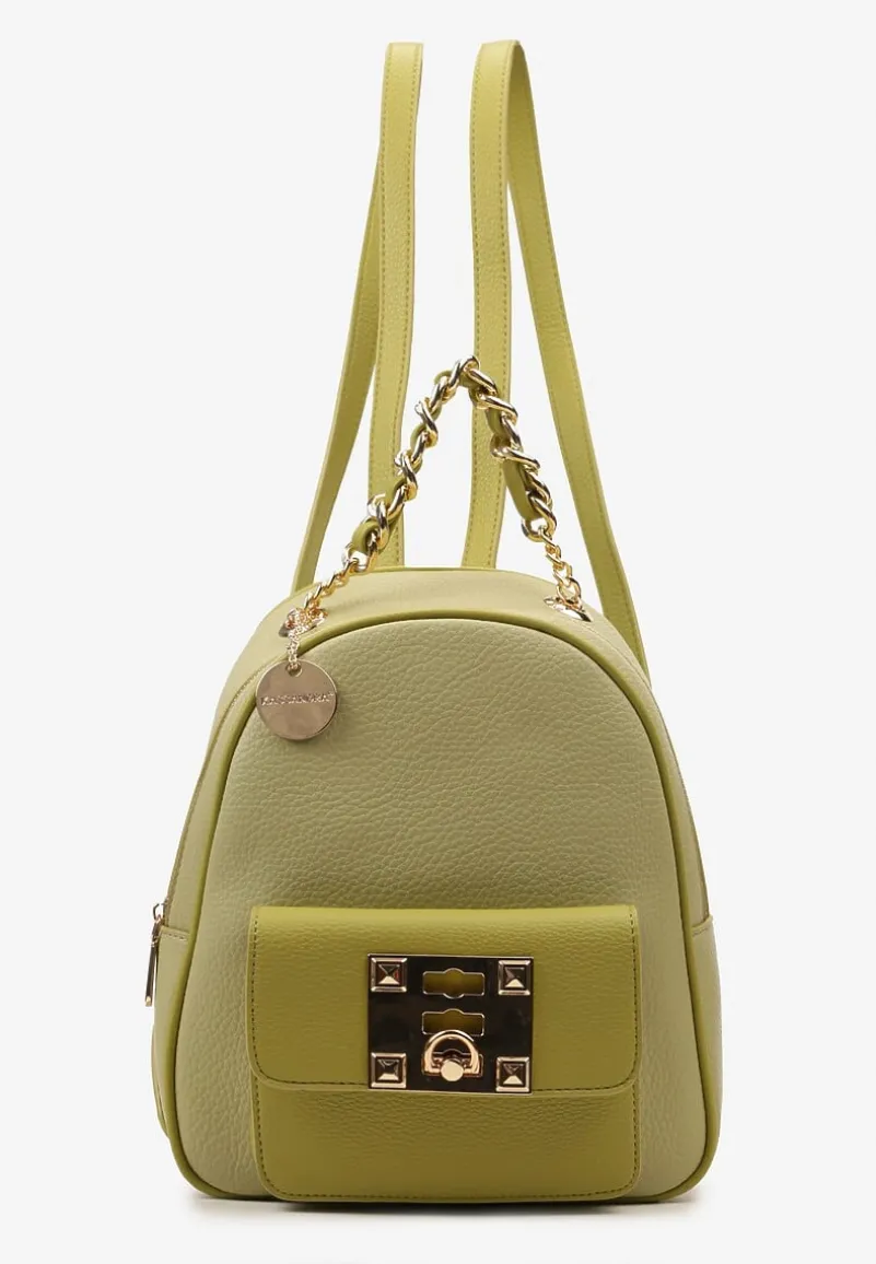 Zielony Plecak ze Złotymi Wykończeniami i Łańcuchem wokół Rączki Jianula