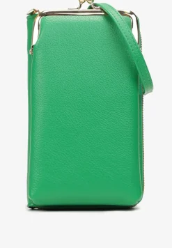 Zielony Portfel o Fasonie Małej Torebki z Cienkim Paskiem i Ozdobną Portmonetką Vayce