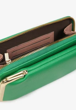 Zielony Portfel o Fasonie Małej Torebki z Cienkim Paskiem i Ozdobną Portmonetką Vayce
