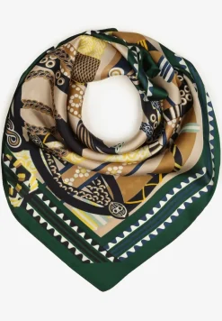 Zielony Szalik Typu Apaszka Zdobiony Ornamentalnym Wzorem Labirise