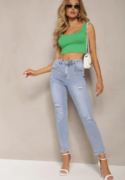 Zielony Tank Top z Elastycznej Bawełny z Głębokim Dekoltem Omaliana