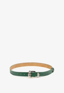 Zielony Tłoczony Pasek z Metaliczną Klamrą Citanea