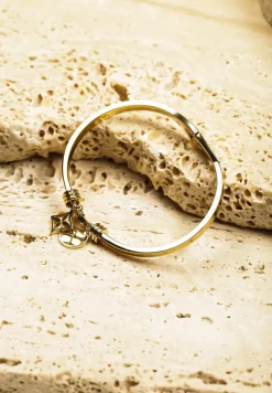 Złota Bransoletka Bangle z Cyrkoniami Geometrycznymi Aplikacjami Lunesse