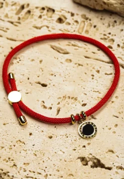 Złota Bransoletka na Ozdobnym Sznurku z Regulacją i Zawieszką Clarolina