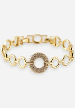 Złota Bransoletka Ozdobione Cyrkoniami i Motywem Kół Malirella