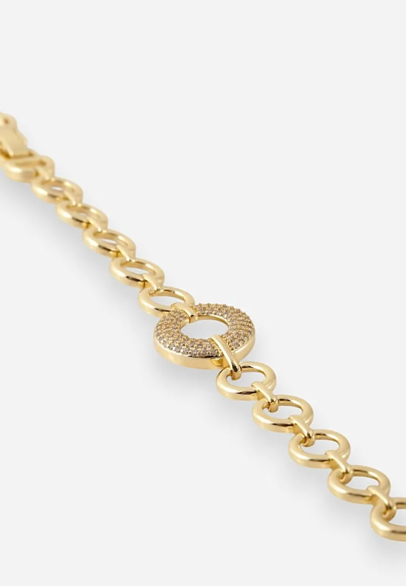 Złota Bransoletka Ozdobione Cyrkoniami i Motywem Kół Malirella