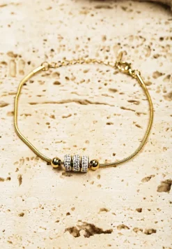 Złota Bransoletka Ozdobiona Cyrkoniami Lilaki