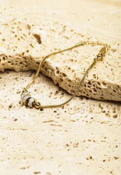 Złota Bransoletka Ozdobiona Cyrkoniami Lilaki