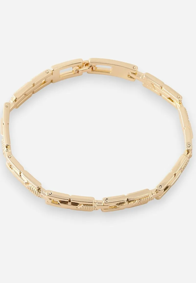 Złota Bransoletka Ozdobiona Tłoczeniem Melannesa