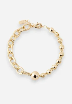 Złota Bransoletka Ozdobiona Tłoczeniem i Koralikami Melavira