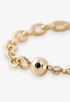 Złota Bransoletka Ozdobiona Tłoczeniem i Koralikami Melavira