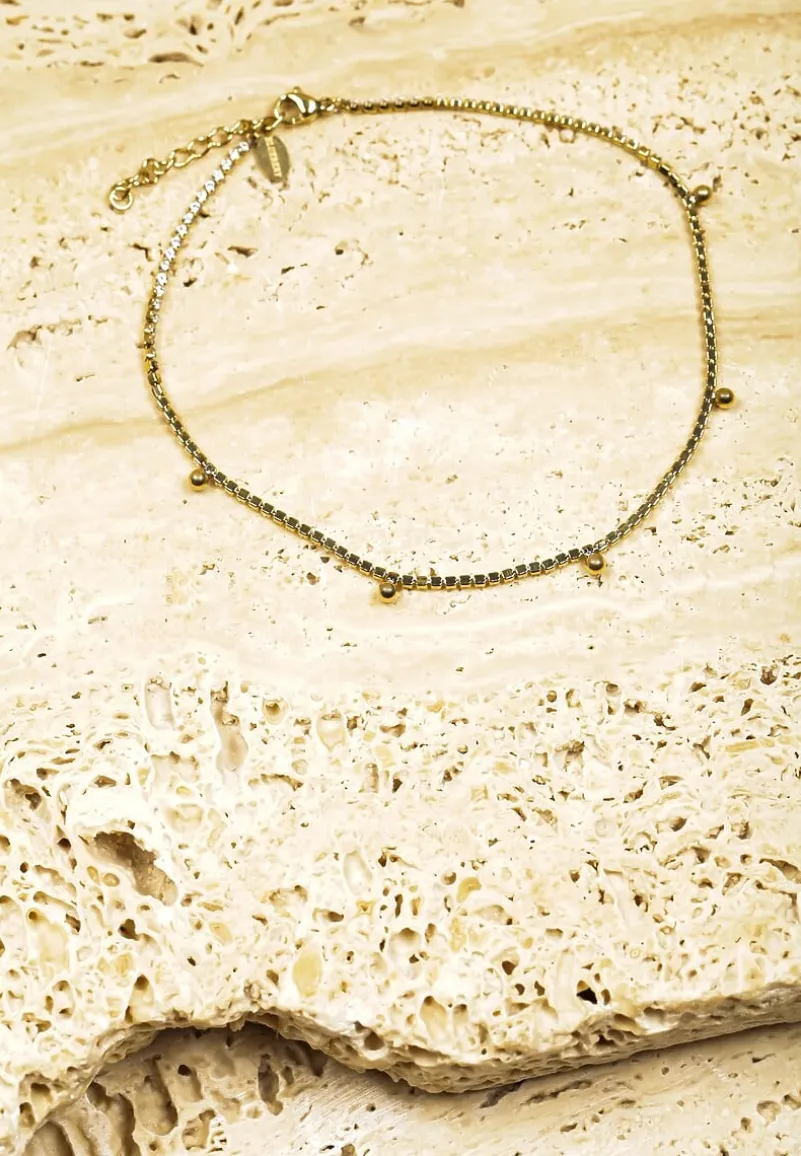 Złota Bransoletka Ozdobiona Kuleczkami i Cyrkoniami Finanela