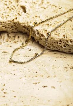 Złota Bransoletka Ozdobiona Kuleczkami i Cyrkoniami Finanela