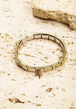 Złota Bransoletka Ozdobiona Cyrkoniami i Kokardą Clevine