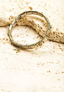 Złota Bransoletka Ozdobiona Cyrkoniami i Kokardą Clevine