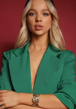 Złota Bransoletka Ozdobiona Cyrkoniami i Liśćmi Sylitta