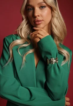 Złota Bransoletka Ozdobiona Cyrkoniami i Liśćmi Sylitta