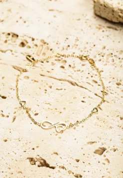 Złota Bransoletka Ozdobiona Cyrkoniami i Sercami Irrivae