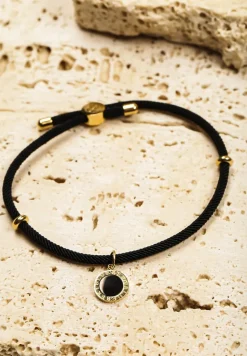 Złota Bransoletka Sznurek Ozdobiona Metalicznymi Aplikacjami Irrasene