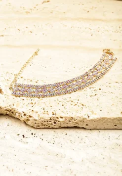 Złota Bransoletka z Cyrkoniami i Geometrycznym Zdobieniem Delianne