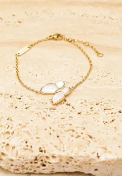 Złota Bransoletka z Kryształkiem i Ozdobą w Kształcie Motyla Sasuma