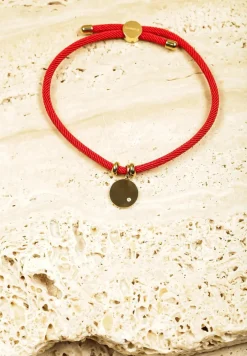 Złota Bransoletka z Zawieszką na Plecionym Sznurku Olazia