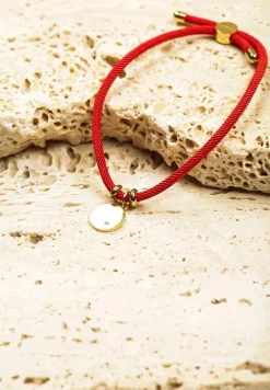 Złota Bransoletka z Zawieszką na Plecionym Sznurku Olazia