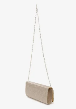 Złota Brokatowa Torebka Kopertówka z Łańcuszkiem Bobbette
