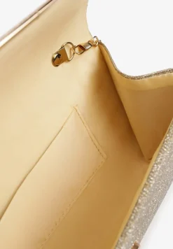 Złota Brokatowa Torebka Kopertówka na Odpinanym Łańcuszku Norida