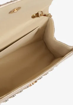 Złota Cyrkoniowa Torebka w Koktajlowym Stylu z Rączką i Łańcuszkiem na Ramię Yolatia