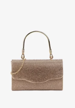 Złota Mała Torebka z Rączką i Łańcuszkiem na Magnes z Cyrkoniami Fanatia