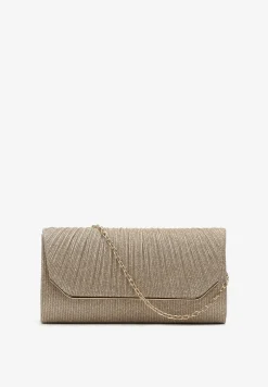 Złota Metaliczna Torebka Kopertówka na Ramię Lunke