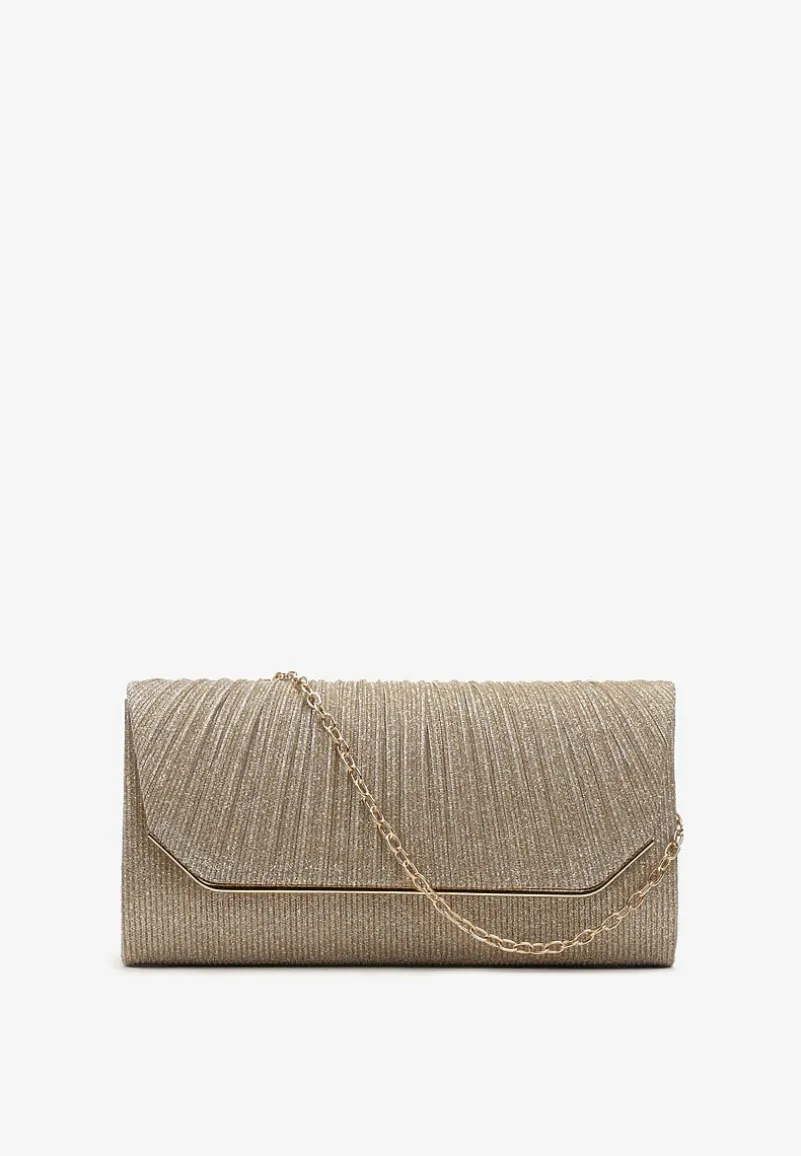 Złota Metaliczna Torebka Kopertówka na Ramię Lunke