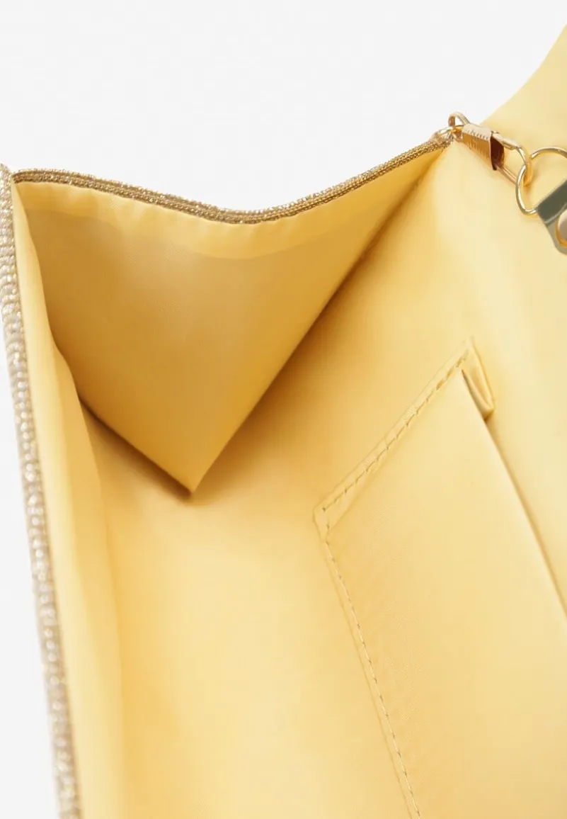 Złota Metaliczna Torebka Kopertówka na Ramię Lunke