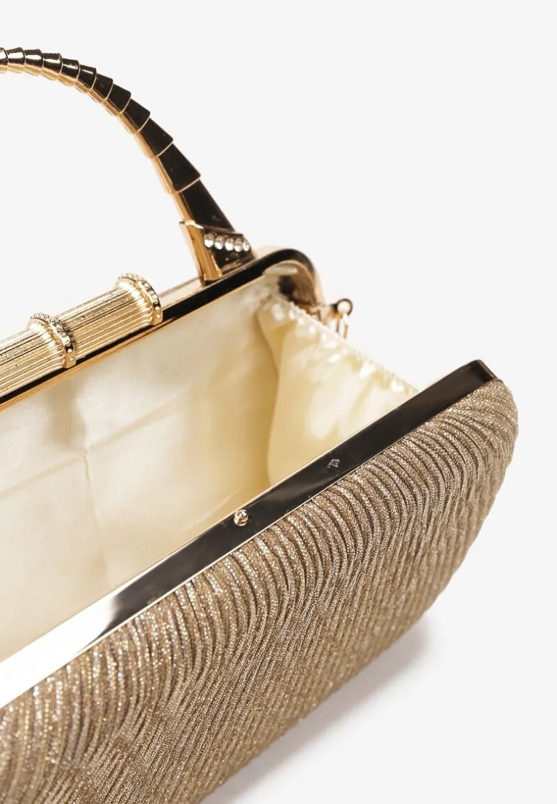Złota Połyskująca Torebka Kopertówka z Łańcuszkiem Bouffa