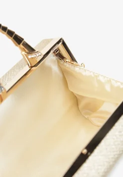 Złota Połyskująca Torebka Kopertówka z Rączką Bronna
