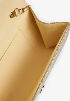Złota Torebka Kopertowa z Błyszczącego Materiału z Łańcuszkiem na Ramię Senalie