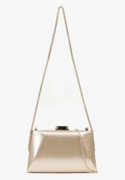 Złota Torebka Kopertówka z Łańcuszkiem Ozdobiona Połyskiem Jalida
