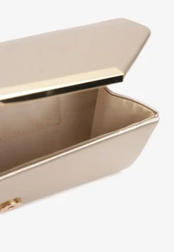 Złota Torebka Kopertówka z Klapą na Magnes z Imitacji Skóry Amiza