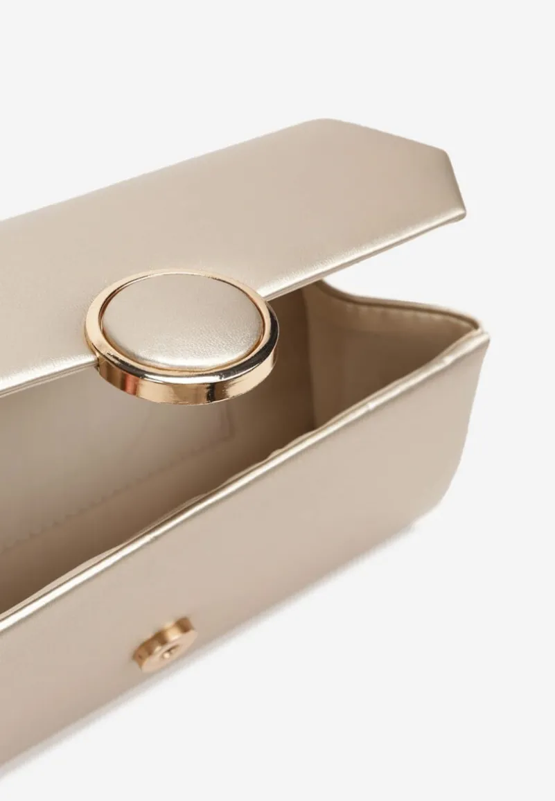 Złota Torebka Kopertówka z Magnetyczną Klapą i Odpinanym Łańcuszkiem Ahora