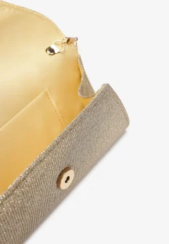 Złota Torebka Kopertówka z Metalicznej Nici z Łańcuszkiem Elettiza