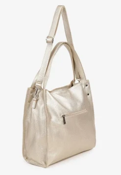 Złota Torebka w Typie Shopper z Paskiem i Rączką Soreline