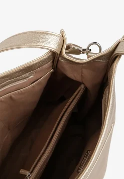 Złota Torebka w Typie Shopper z Paskiem i Rączką Soreline