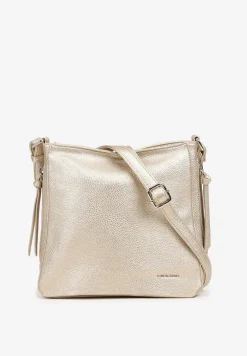 Złota Trapezowa Torebka Listonoszka na Regulowanym Pasku Damivie