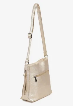 Złota Trapezowa Torebka Listonoszka na Regulowanym Pasku Damivie