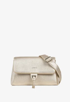 Złota Trapezowa Torebka Typu Listonoszka z Klapą Gesselle