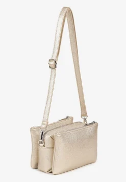 Złota Trzykomorowa Torebka Listonoszka w Klasycznym Stylu Nirive