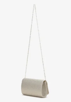 Złota Wieczorowa Torebka na Łańcuszku z Brokatem Inesas