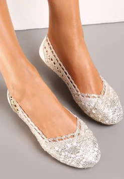 Złote Balerinki Koronkowe Sham